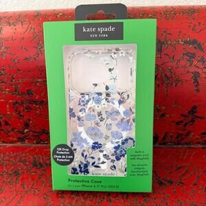 Kate Spade Protective Case Cover iPhone 17 Pro 6.3" Flowerbed Blue Gems NWT